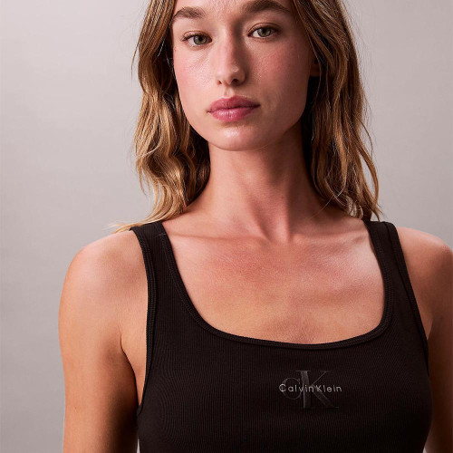 Calvin Klein Γυναικεία αμάνικη μπλούζα Monogram Scoop Neck Rib Knit Tank Top